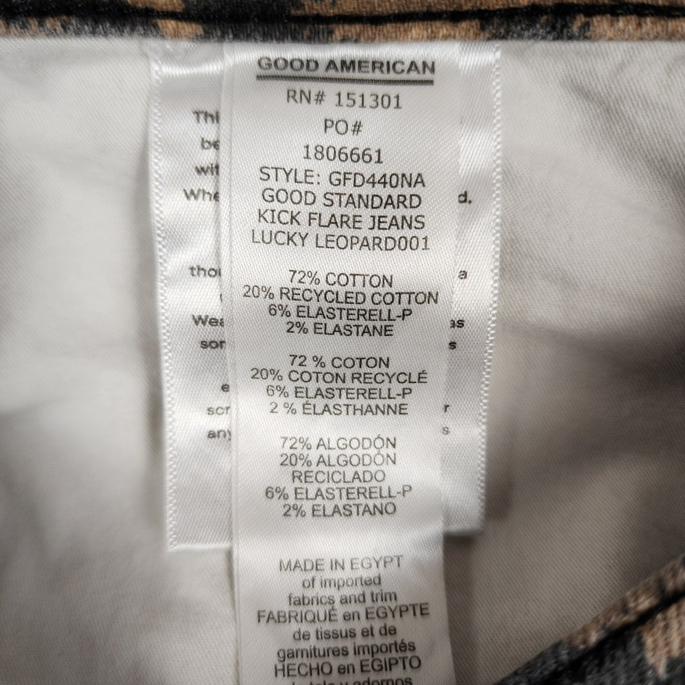 Good American Good Standard Kick Flare Jeans Lucky Leopard High Rise 10/30 - Picture 12 of 15